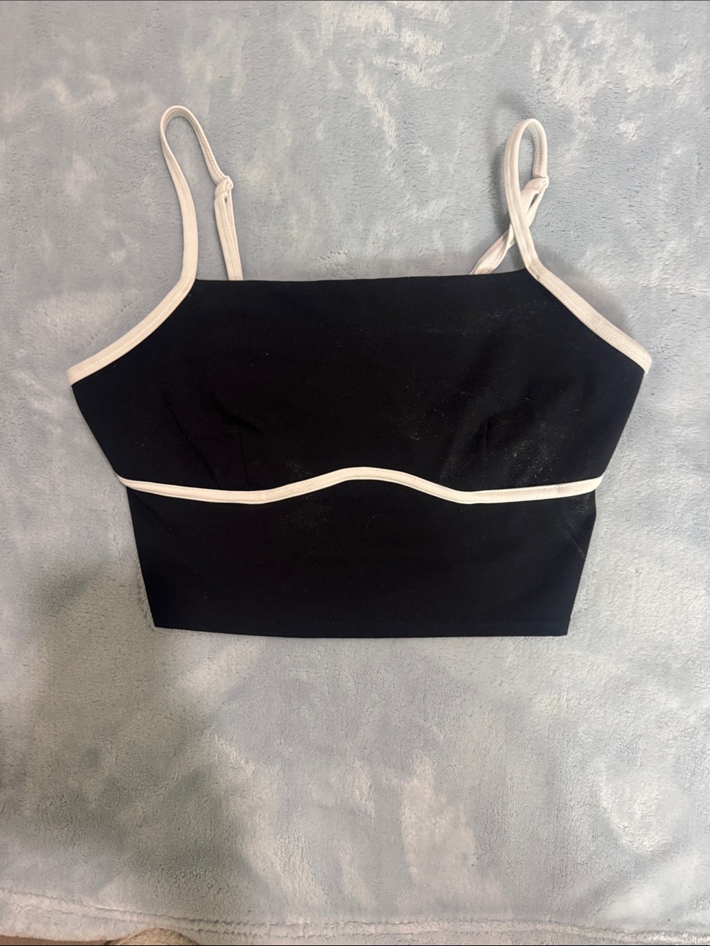 Black Cropped Cami Top with White Trim